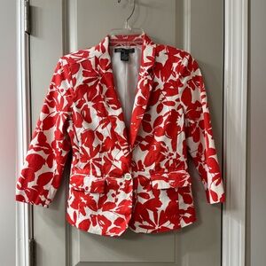 89th & Madison Red and White Floral Blazer